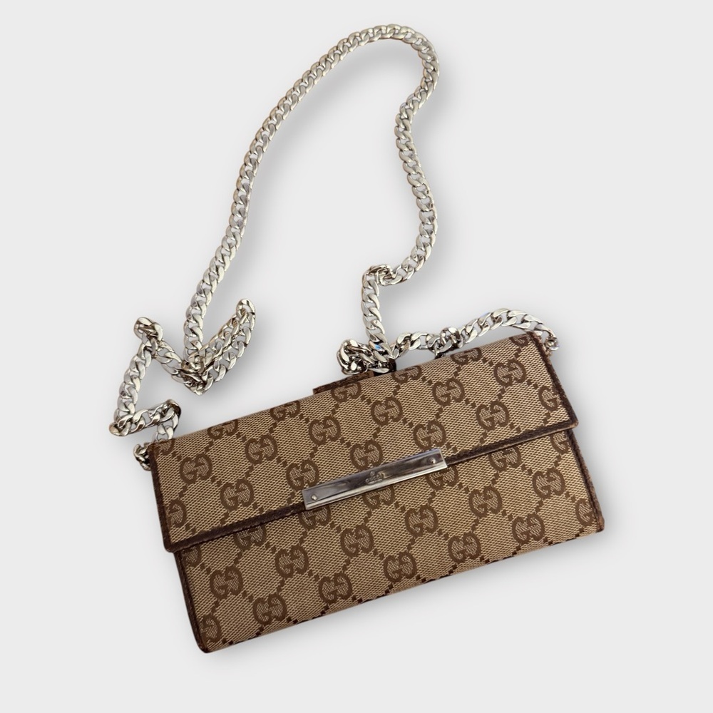 Gucci GG Canvas Wallet w/ Optional Gold + Silver Chain (Authentic, COA Included) - Picture 12 of 15